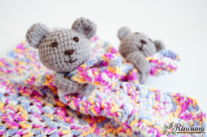 Crochet pattern snuggle baby toy blanket teddy bear