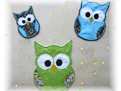 Stickdatei "Eule Applikation“ in drei Größen