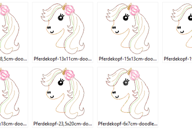 Pferde Kopf Doodle Stickdatei Pferd