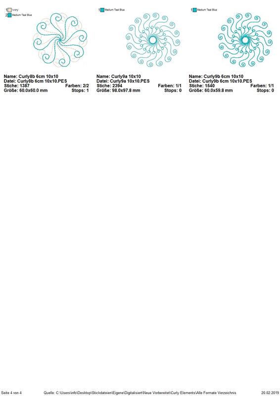 ★XL Stickdatei Set "Curly Elements" ★39-teilig ★10x10★ - Bild 3