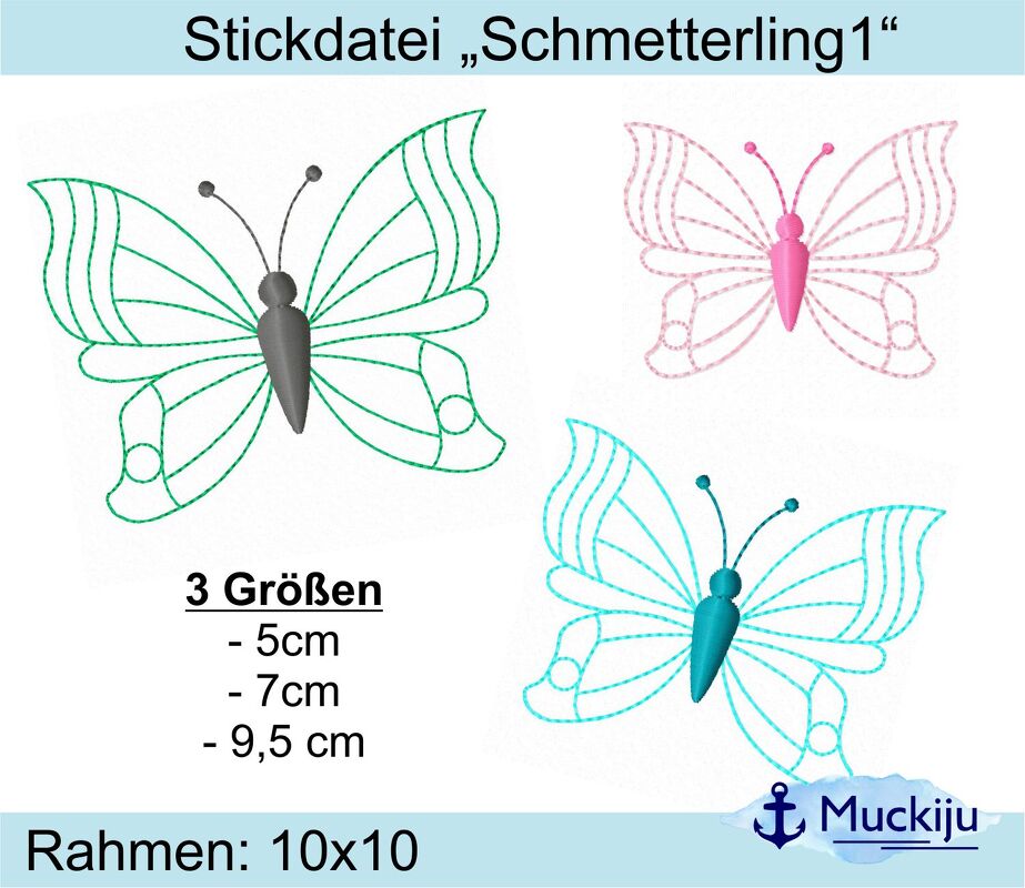 ★Stickdatei Set "Schmetterlinge" ★3 Größen ★10x10★