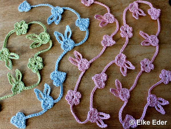 Easter Garland "Bunny, Heart and Flowers" - Crochet Pattern