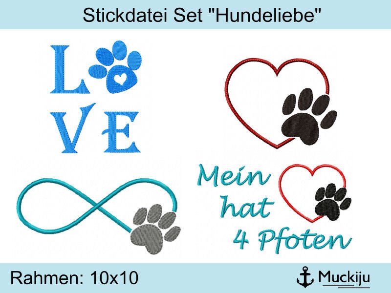 ★Stickdatei Set "Hundeliebe"" ★10x10★