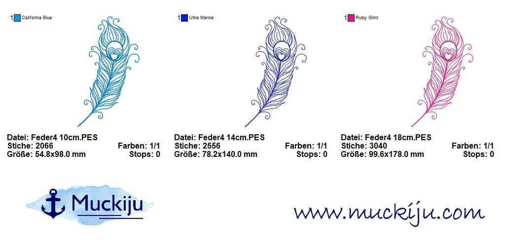★Stickdatei SET "Feder 4" ★10x10 & 13x18★ 3 Größen - Bild 2