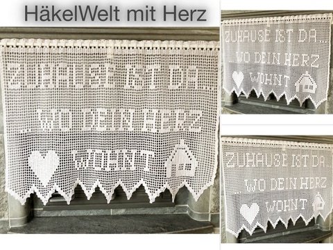 Häkeln / Gardine "Zuhause ist..."
