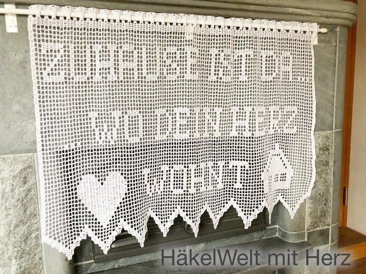 Häkeln / Gardine "Zuhause ist..."