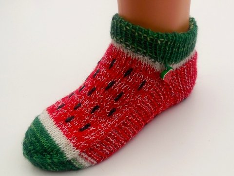 Strickanleitung Kindersocken/Sneakers - Melone - ohne Ferse