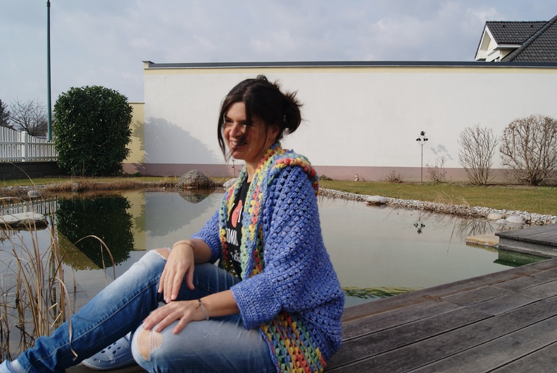 Weste / Seelenwärmer / Shrug mit Kapuze WOODSTOCK (für alle Größen)