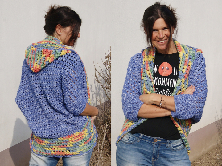 Weste / Seelenwärmer / Shrug mit Kapuze WOODSTOCK (für alle Größen)