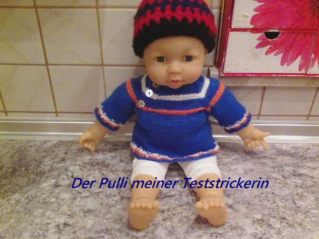 Pullover mit seitlicher Knopfleiste für Puppen, Teddys oder Frühchen - Bild 2
