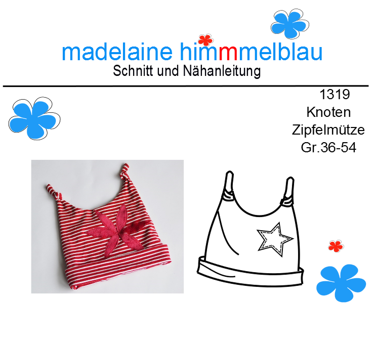 1319 Schnittmuster  Knotenmütze Babymütze Kindermütze Mütze Gr.36-54 PDF