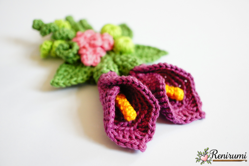 Häkelanleitung Anstecksträußchen Calla