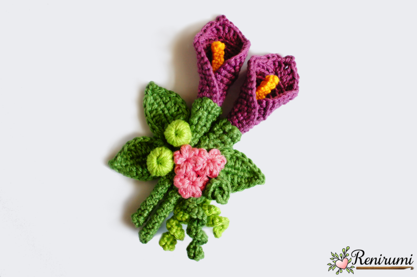 Häkelanleitung Anstecksträußchen Calla