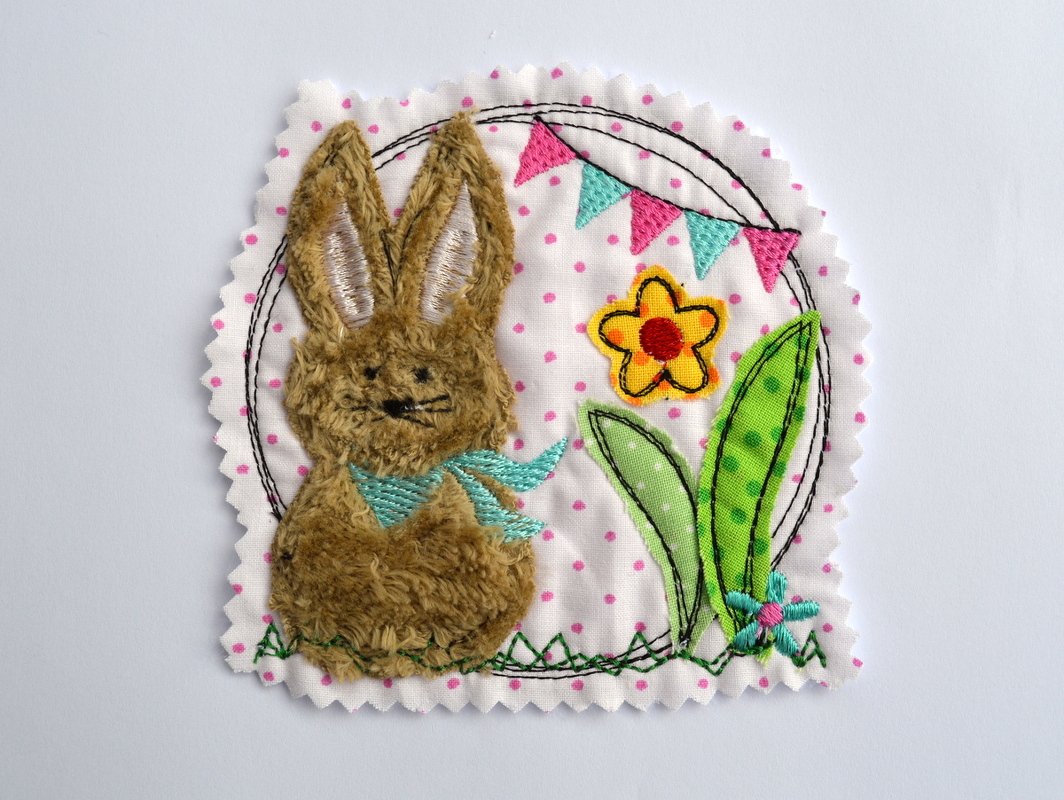 Stickdatei Hase Hasenwiese doodle 3er SET 10x10cm - Bild 4