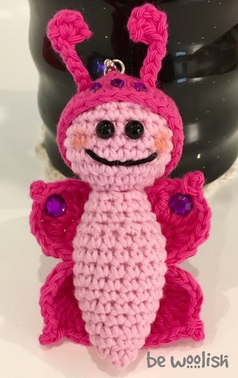 Schmetterling Mariposa - Häkelanleitung Schlüsselanhänger / Blumenstecker