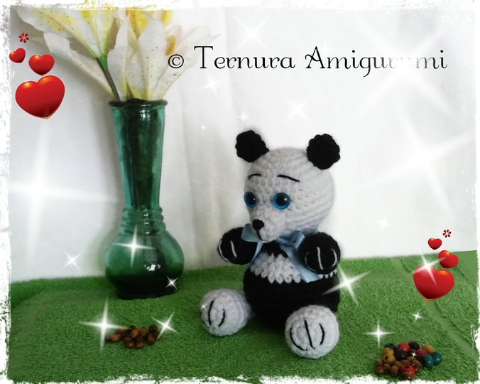 Häkelanleitung panda bär Aron pdf ternura amigurumi english- deutsch- dutch