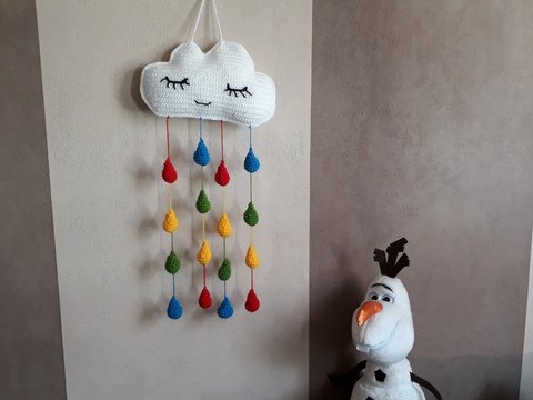 Wolke mit Regenbogen- Tropfen Häkelanleitung