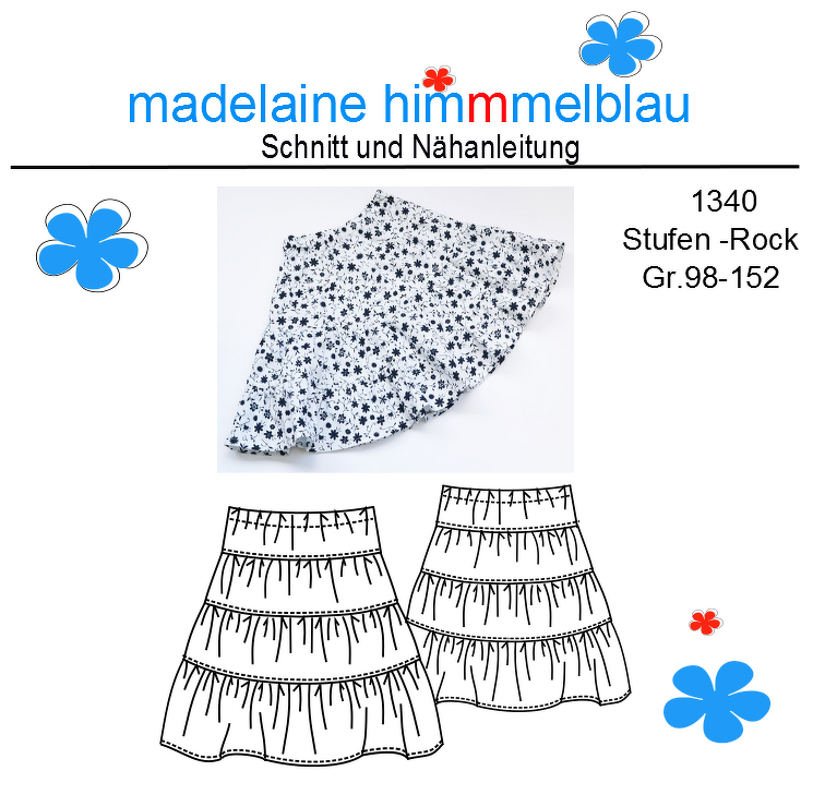 einfacher Stufenrock Mädchen nähen I Gr.98-152 I ebook Nur Nähanleitung!!!