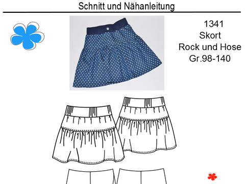 ebook Schnittmuster Mädchen Rock Hose Gr.98-140 I Skort I #1341 PDF
