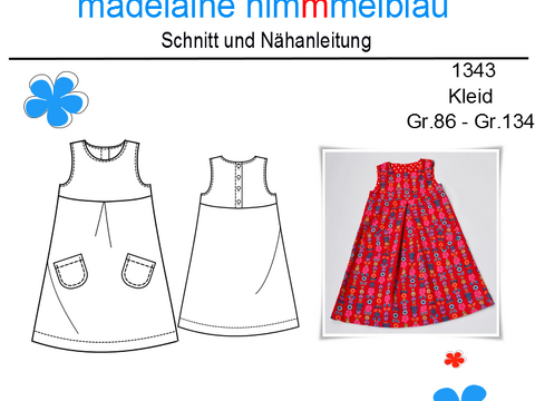 Mädchen Kleid nähen Gr.86-134 I ebook Schnittmuster I #1343 I PDF