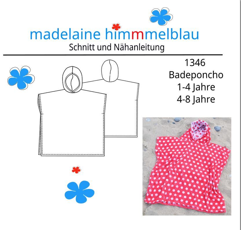 Kinder Badeponcho nähen Größe  1-4 Jahre + 4-8 Jahre I ebook Schnittmuster