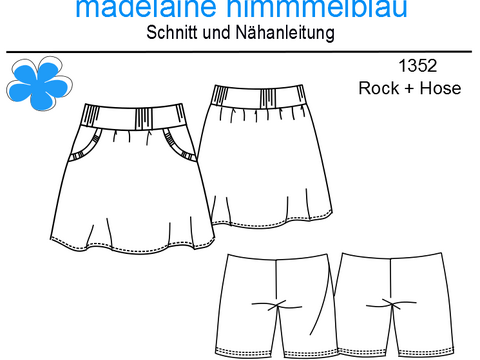 Mädchenrock mit Hose nähen Gr.98-164 I ebook Schnittmuster I #1352