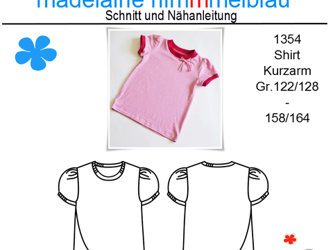 ebook Schnittmuster T-Shirt Puffärmel Mädchen Gr.122 - 164 PDF / #1354