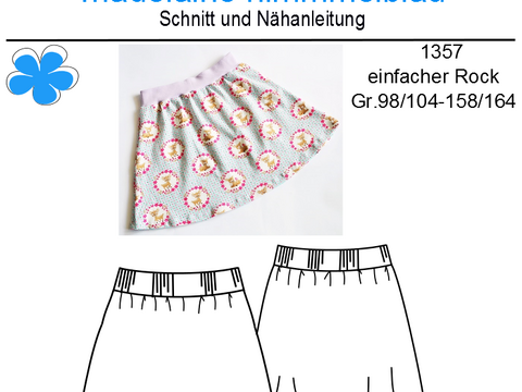 Einfacher Rock Mädchen nähen Gr.98-164 I ebook Schnittmuster I #1357 I PDF