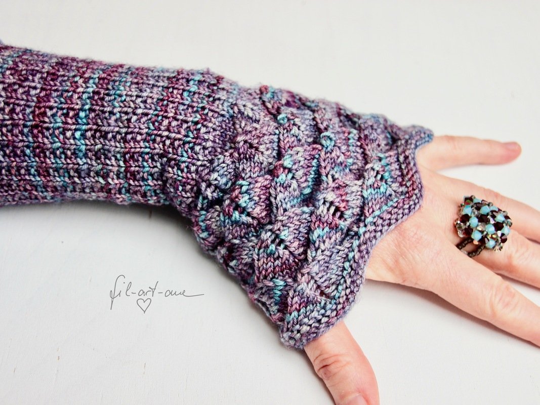 Wrist warmers "Lotus", knitting pattern, 2 sizes - Image 5