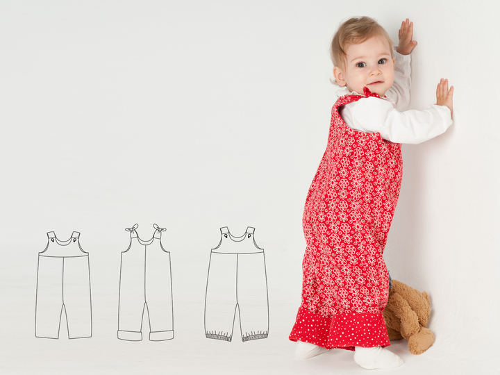 sewing pattern baby overall LILLI & BO tutorial 6m/9m 12m/18m 2y/3y 4y/5y