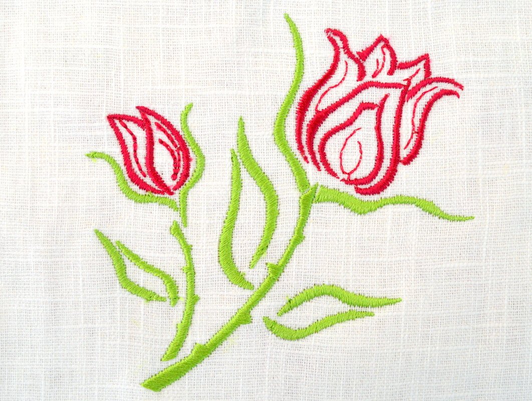 Stickdatei Rose Rosenknospe Rosenzweig 10x10cm SET