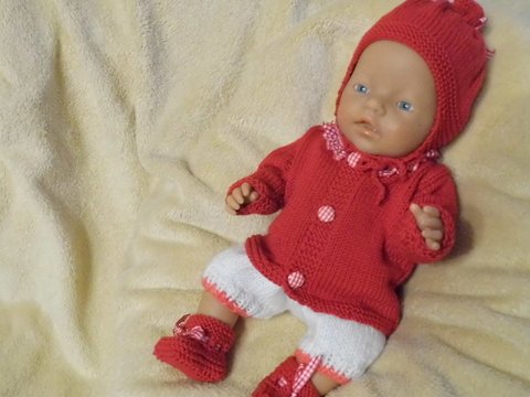 Strickanleitung Puppenset Rot 42-45cm