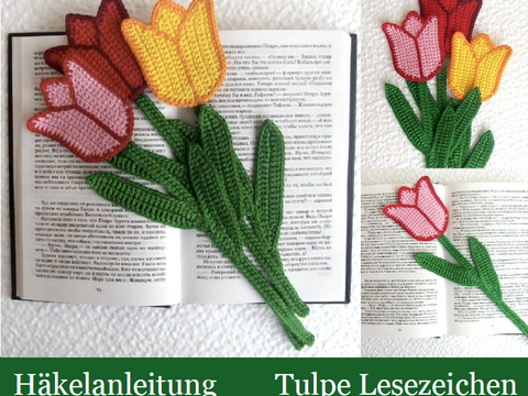 044DE Häkelanleitung Tulpe Lesezeichen - PDF Zabelina CP