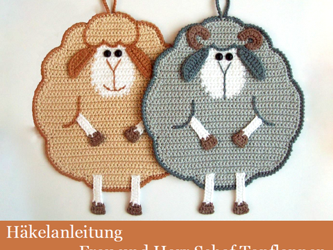 065DE Häkelanleitung Frau und Herr Schaf Topflappen - PDF Zabelina CP