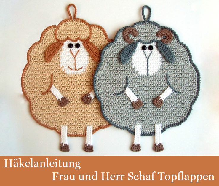 065DE Häkelanleitung Frau und Herr Schaf Topflappen - PDF Zabelina CP
