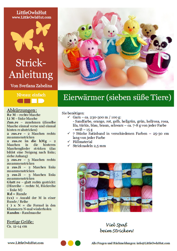 114DE Strickanleitung Eierwärmer - Amigurumi PDF Zabelina CP