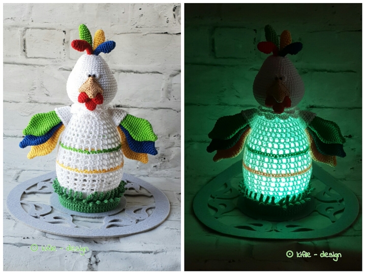 Häkelanleitung Lampe Das bunte Huhn