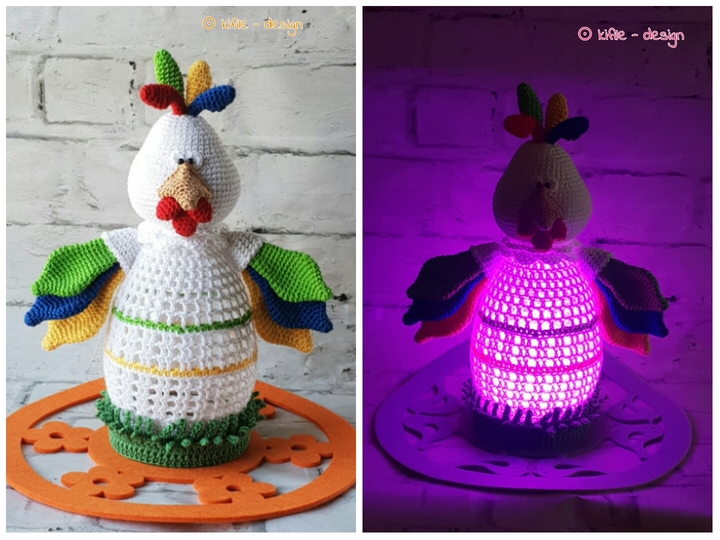 Häkelanleitung Lampe Das bunte Huhn
