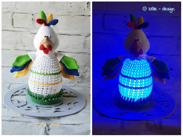 Häkelanleitung Lampe Das bunte Huhn