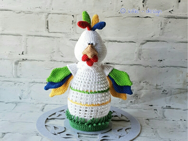 Häkelanleitung Lampe Das bunte Huhn