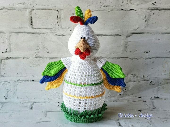 Häkelanleitung Lampe Das bunte Huhn