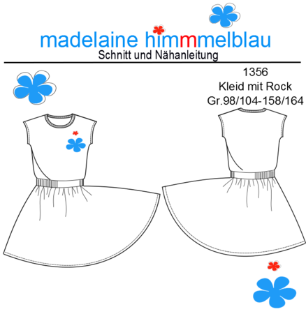 1356 Schnittmuster Tellerrock Kleid Mädchen Gr.98 -152