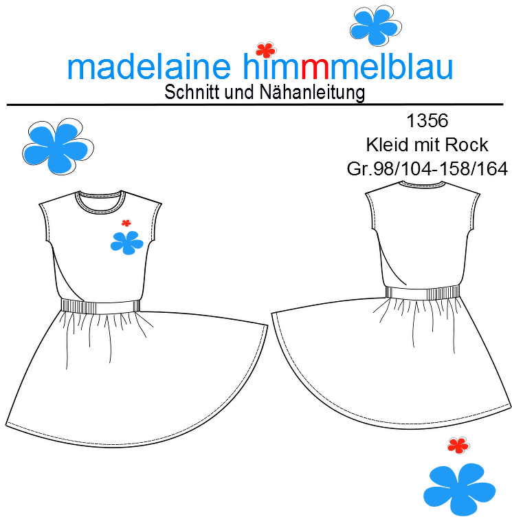 Mädchen Kleid nähen Tellerrock Gr.98 -164 I ebook Schnittmuster I#1356