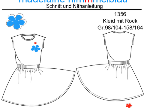 Mädchen Kleid nähen Tellerrock Gr.98 -164 I ebook Schnittmuster I#1356