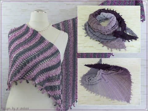 SchonSchön Häkelanleitung für ein Tuch mit Fransen ein oder zweifarbig