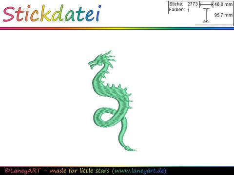 **Stickdatei "Drache" - Format: DST & PES**