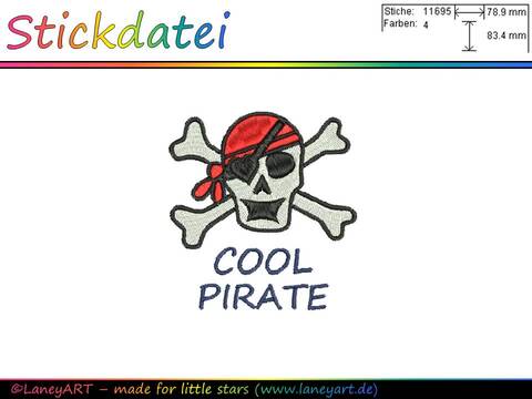 **Stickdatei "Pirat / Cool Pirate" - Format: DST & PES**