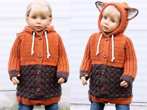 Hoodie "Fox" für Erw./ Kinder, Gr. 92-XXL, Raglan