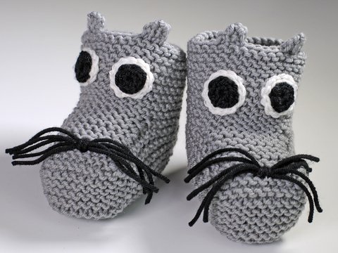 Strickanleitung für Babyschuhe Mäusekind mit Applikation von 3 - 12 Monate