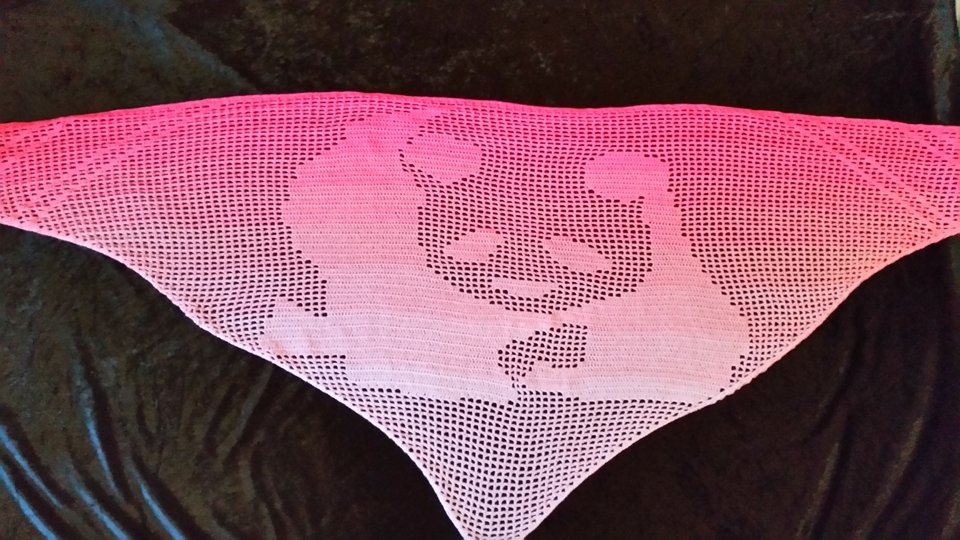 Panda, Motivtuch, Häkeltuch, Dreieckstuch